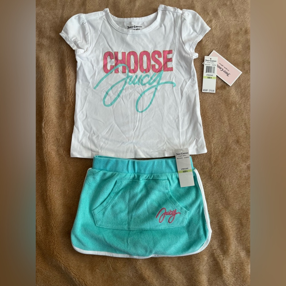 Juicy Couture 'Choose Juicy' Tee & Turquoise Skirt Set